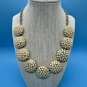 Moda Designer Fashion Statement Necklace Ivory Gold 18-22” Adjustable Length NWT